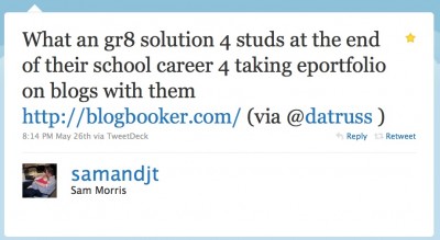 Samandjt-blogbooker-Tweet A good use for Blogbooker
